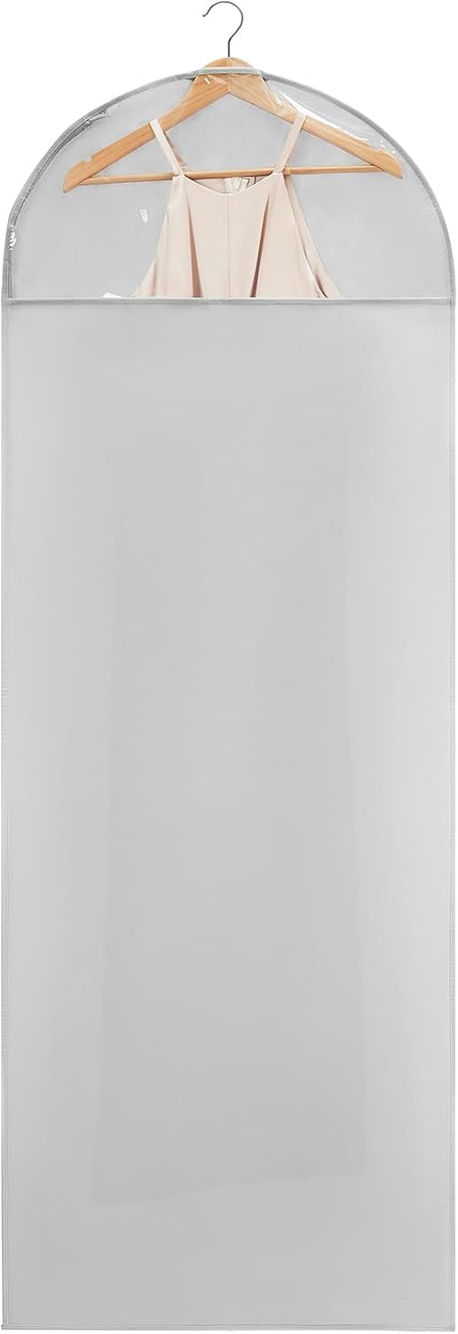 66 Inch Long Dress Garment Cover | Gown, Maxi, Coat & Saree Storage Bag with Zipper | Non-Woven Dustproof Wardrobe Organizer (Grey) (1)-image-26