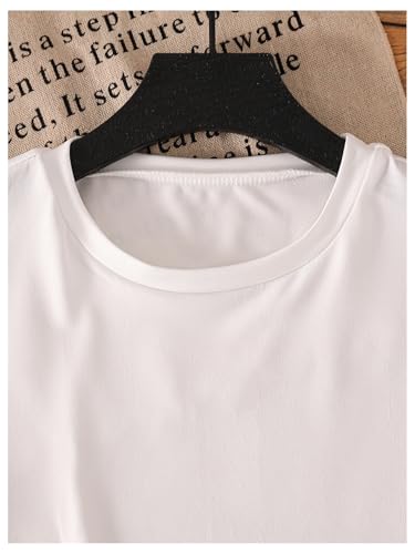 Image of RoseSeek Girl's Graphic Drop Shoulder Star Print Tee Tops Short Sleeve Crew Neck Summer Shirts