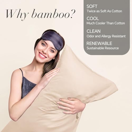 Image of BEDELITE King Pillow Cases Set of 2, Rayon Derived from Bamboo, Taupe | Cooling and Breathable Pillow Cover for Hot Sleepers & Night Sweats, Silky Soft Cozy, Envelope Closure, 20x36 Inches