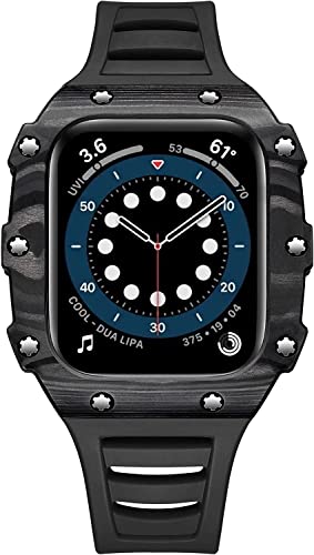 Bracelet montre fibre de carbone Apple Watch 44mm robuste pour le sport