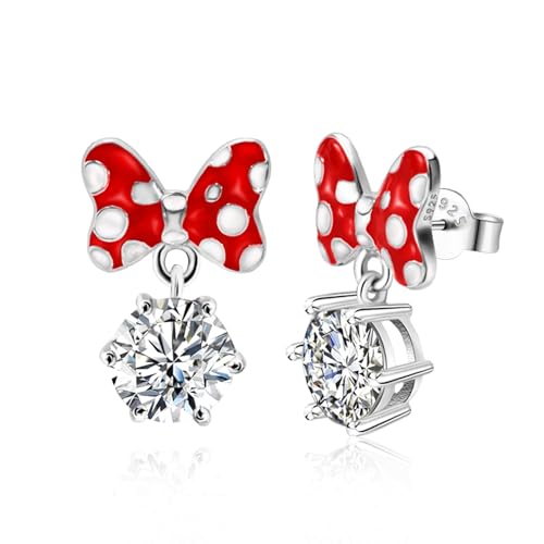 Sterling Silver CZ Mouse Earrings for Women Cute Minnie Mouse Stud Earrings Animal Earrings Fashion Princess Jewelry Gifts for Women Daughter Birthday
