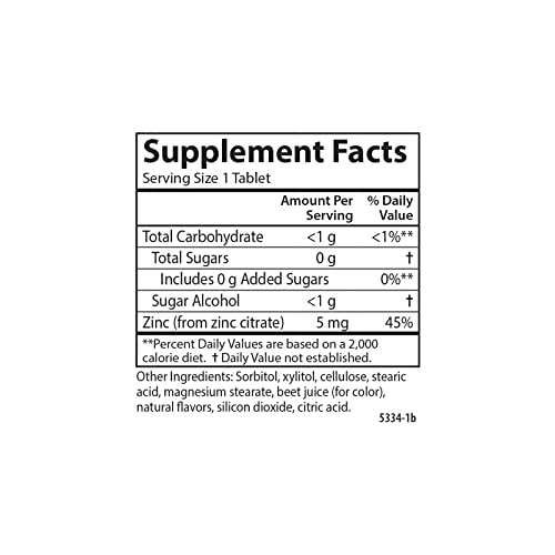 Carlson - Kid's Chewable Zinc, 5 Mg, Immune Support, Antioxidant Power, Natural Mixed Berry Flavor, 160 Tablets #TOP3