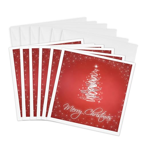 Cartes de vœux arbre rouge 6x6cm parfaites pour accompagner vos cadeaux