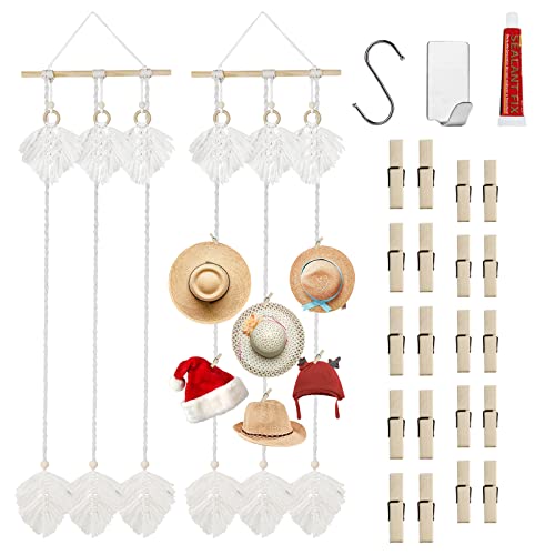 Boho-Hutregal, Boho-Hut-Wandbehang, Hut-Wandaufhänger, Boho, Hut-Organizer für Wand, Boho-Hut-Aufhänger, Bohemian-Stil, für Damen, Hut-Organizer für den Schrank (B) Cover