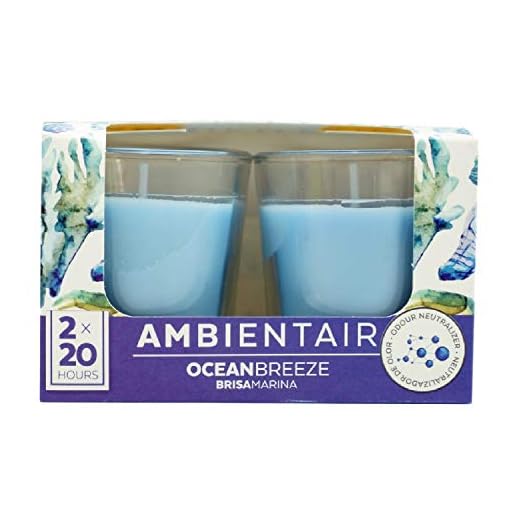 Ambientair VV002OCAAGC aromáticas de Aroma océano Brisa Marina. Dos Unidades. Velas perfumadas con Cera Vegetal y Perfume Natural con una duración Estimada de 20 Horas Cada
