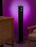 HOLMES 42' Digital Tower Fan with Accent Light, ClearRead Display, High/Low Brightness Level, 90° Oscillation, 5 Speeds, 4 Modes, 8-Hour Timer, Home, Bedroom or Office, Remote Control, Matte Black