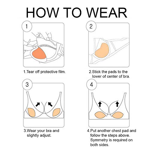 Longleaf Self-Adhesive Bra Pads Inserts,Reusable Silicone Adhesive Bra Pads For Women, Beige, Freesize #TOP3