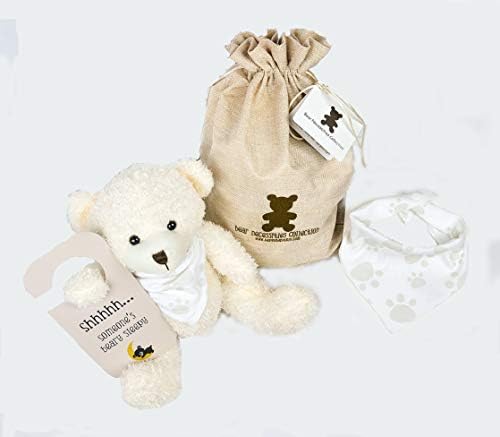 Baby Gift Set with Teddy Bear, Baby Bandana Bib, Baby's Door Sign, and Drawstring Bag - 5 Piece from Happy Baby Skin