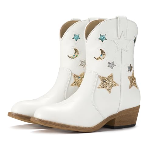 Rollda Girls Cowboy Boots, Cowgirl Boots for Girls, Star Boots Kids Western Boots for Toddler/Little Kid/Big Kid