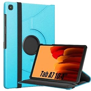World biz 360° Rotate Case for Galaxy Tab A7 10.4” Case 2022 2020 (SM-T500/ T503/ T505/ T507/T509), Slim Rotation Cover with PC Hard Back Shell Auto Wake/Sleep Function Galaxy Tab A7 (Sky Blue)