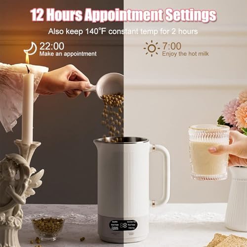 Nussmilchbereiter mit Selbstreinigungs- und Warmhaltefunktion, 480 ml Fassungsvermögen für hausgemachte Soja, Mandel, Hafermilch und pflanzliche Getränke