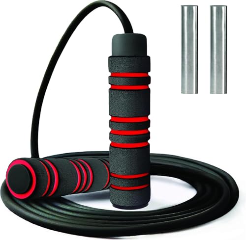 Weighted Jump Rope Workout (1LB) - Tangle-Free Ball Bearing Speed Skipping Rope for MMA Boxing...