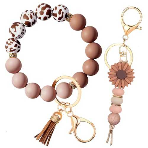 Qubusm 2PCS Bracelet Key Ring Set, Cute Car Key chain