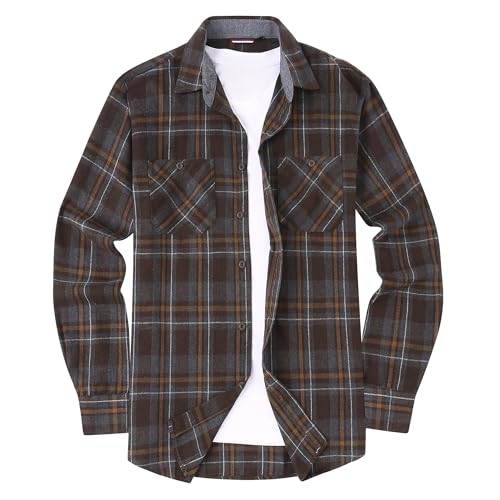 Alex Vando Mens Button Down Shirts Regular Fit Long Sleeve Casual Plaid Flannel Shirt