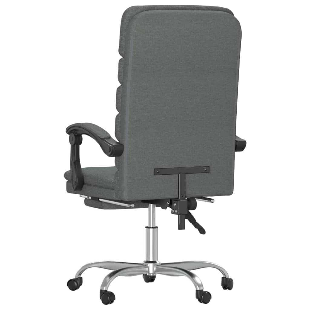 Silla de oficina de masaje gris oscuro, 110-120 cm, función reclinable, transpirable, marco de metal, oficina en casa, juegos