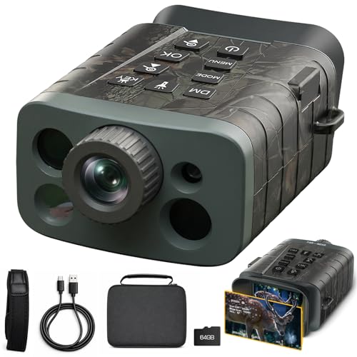 Night Vision Binoculars - Night Vision Goggles with Rangefinder, 4K Video, 48MP Photo, 1968ft Night Vision, 1200Yd Laser Range Finder, 5000mAh Rechargeable Digital Infrared Binoculars for Hunting