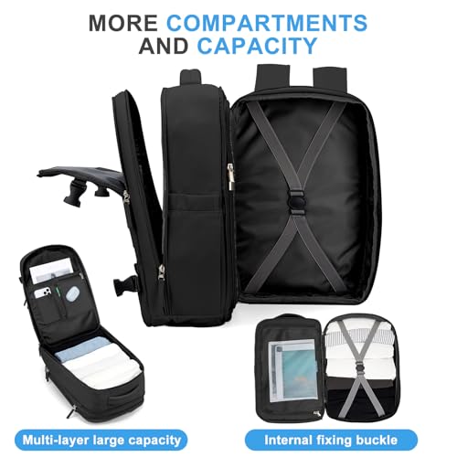 Image of coowoz Large Travel Backpack For Women Men, Carry On Backpack,Hiking Backpack Waterproof Outdoor Sports Rucksack Casual Daypack Expandable Heavy Duty Extra large Backpack Black Expansion