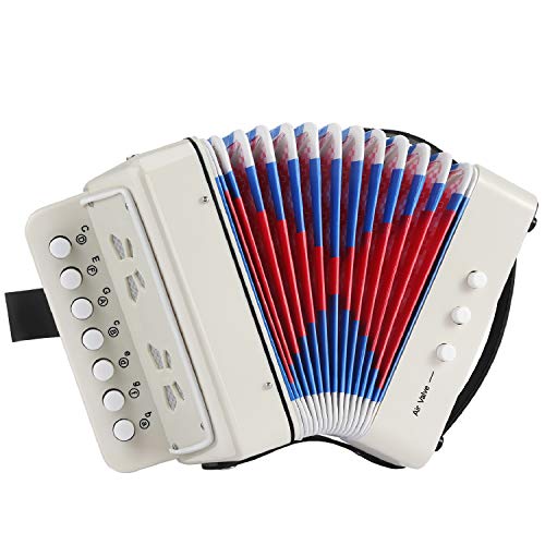 Flexzion Kids 10 Key Accordion Instrument, Mini Musical Toy Accordion with 3 Air