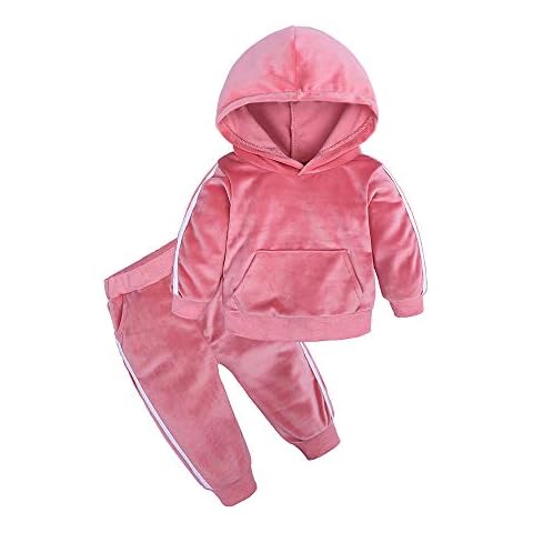 MYGBCPJS Boys Girls 2 Pcs Velour Tracksuit Sweatsuit Toddler Kids Long Sleeve Pullover Hoodie + Elastic Waist Sweatpants Set Cover