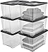 Produktbild Iris Ohyama Aufbewahrungsboxen mit Deckel, 45L, 6er-Set, Schwarz, Sicherer Verschluss, Stapelbar, Griffe, Schlafzimmer, Schrank, Büro, Organisation, BPA-freies Plastik, Ordnungsboxen, NTB-45
