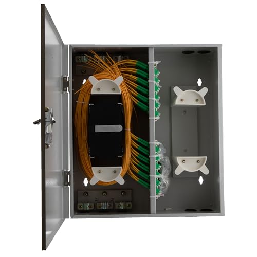 Image of NavePoint Indoor Fiber Enclosure, 72 Port LC /APC Duplex, 144 LC /APC Pigtails, Wall Mount, SPCC Steel, 11.8 inchx9.4 inchx3.9 inch, for FTTH, Telecom, CATV, LAN, Data Centers