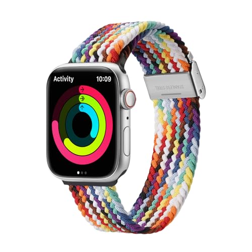 Dux Ducis Geflochtenes Nylon-Gummiband für Apple Watch Series 8 & 7 45 mm / SE2 & 6 & SE&5 & 44 mm / 3 & 2 & 1 42 mm, Mehrfarbig, Casual