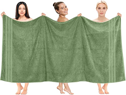Dan River Bath Sheets Set Of 2 – 550 Gsm Ultra Super Soft & Highly Absorbent Sheets – 100% Cotton Jumbo Large Bath Towels For Bathroom, Home, Hotel, Spa, Beach, Pool, Gym – 35”X70” In Green #TOP4