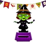 Decoración de coche de Halloween, adornos de coche para salpicadero de bruja, adorno interior de cabeza temblorosa alimentado por energía solar para Halloween dentro del hogar, escritorio, hombres y
