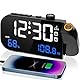 VOSFEEL Radiowecker mit Projektion 180° Projektionswecker 3 Helligkeitsstufen 12/24H mit Schlummerfunktion LED Digital Wecker USB Typ-C Anschluss Anzeige Temperatur Luftfeuchtigkeit