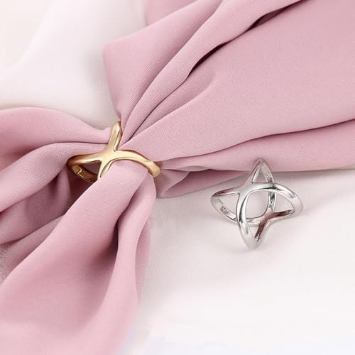 Image of Metal Scarf Ring Clip for Women Shirt Tightener Cinch Buckle T Shirt Tie Ring for Blouse Silk Scarf Shawl Sarong Clothing Accessories
