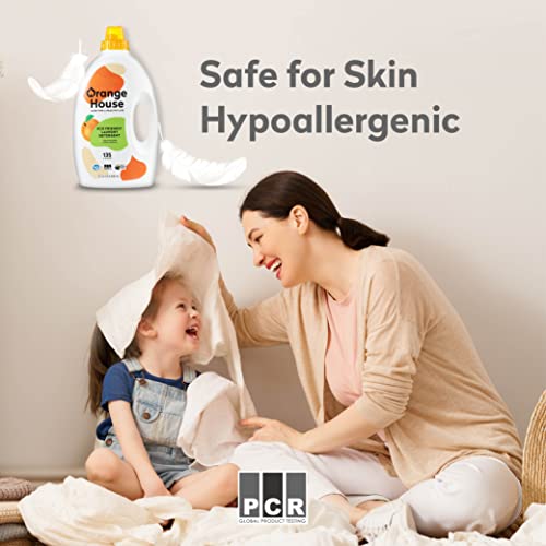 Orange House Liquid Laundry Detergent, Free And Clear, Natural Clean Laundry Detergent, Made Of Orange Oil, Hypoallergenic Liquid Detergent No Harmful Chemical, 135.3 Fl Oz, He & Standard Machine #TOP3