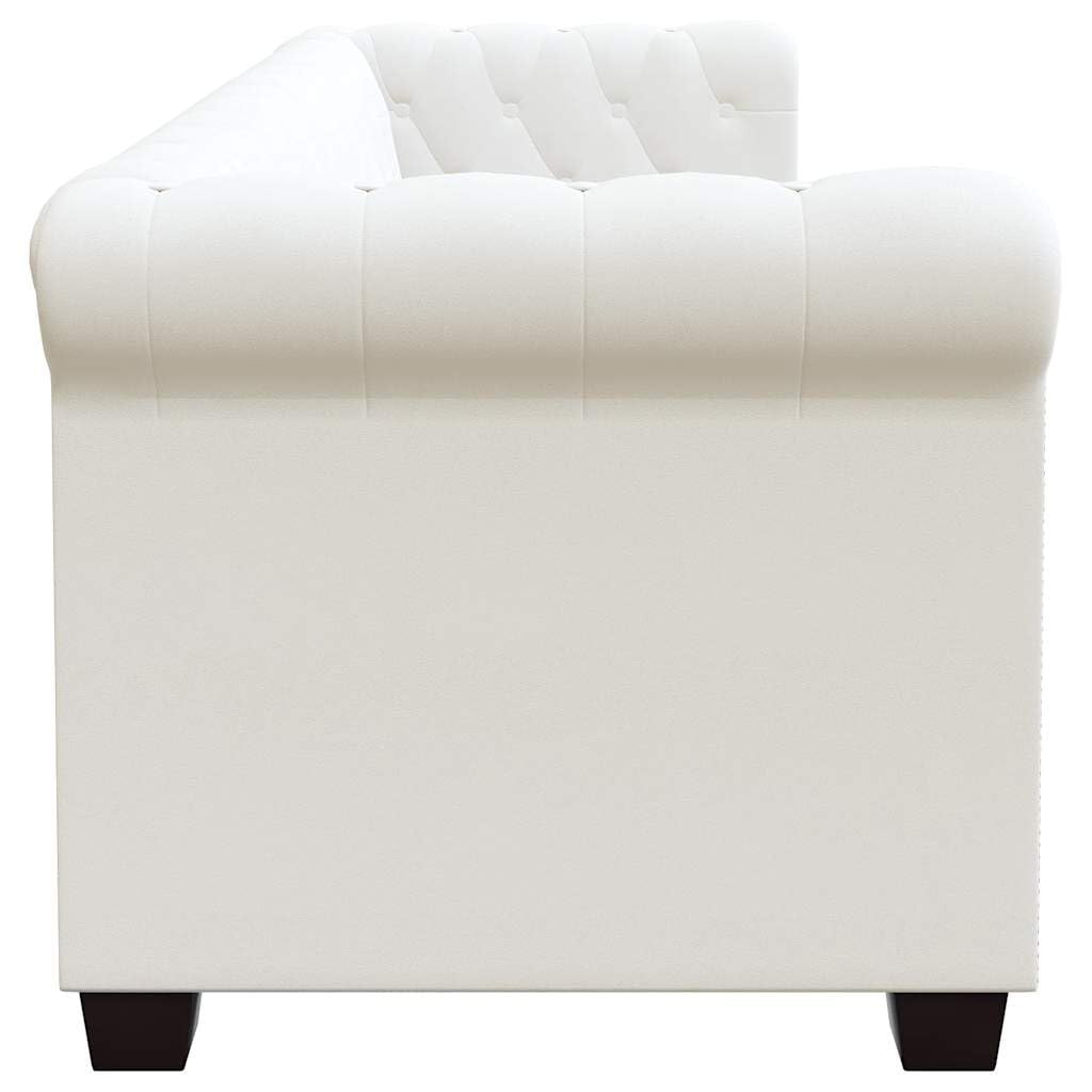 vidaXL Divano Chesterfield Ecopelle Classico Bianco 3 posti Soggiorno Ufficio