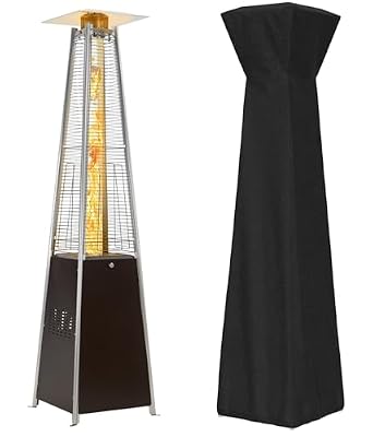 NAVINE Pyramid Patio Heater,48,000 BTU Outdoor Propane Patio Heater with Detachable Wheels and Protective Cover for Terrace, Garden,Poolside (Hammered Bronze)