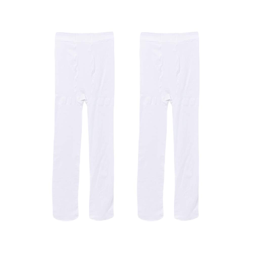 Whyme Baby 2 Pack Toddler Girls Pro Ultra Soft Stretchy Ballet Dance Tights Footed Casual School Uniform Solid Leggings Pants for 4-6T Kids White