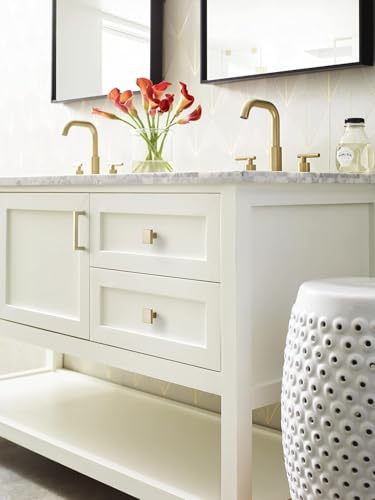 Image of Amerock | Cabinet Pull | Golden Champagne | 3-3 /4 inch (96 mm) Center to Center | Monument | 1 Pack | Drawer Pull | Drawer Handle | Cabinet Hardware