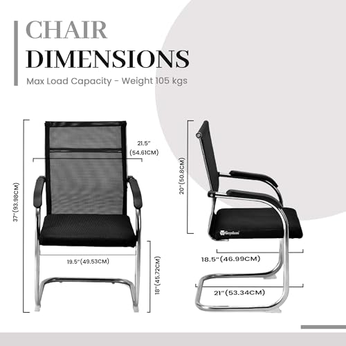 Image of GOYALSON Visitor Mesh Back and Chrome Base Suitable for Reception Home Conference Room Study Computer Restaurant Chair Cushioned seat Heavy Duty Chair (2, Black, Mesh Back)