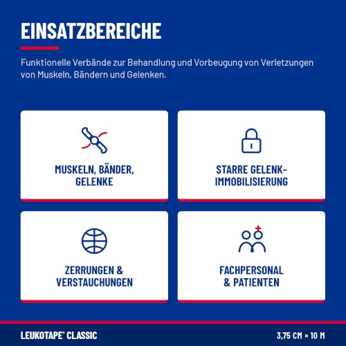 Leukotape Classic Sporttape 3,75cm x 10m weiß Knöchel Knie Sport – Ansicht 6