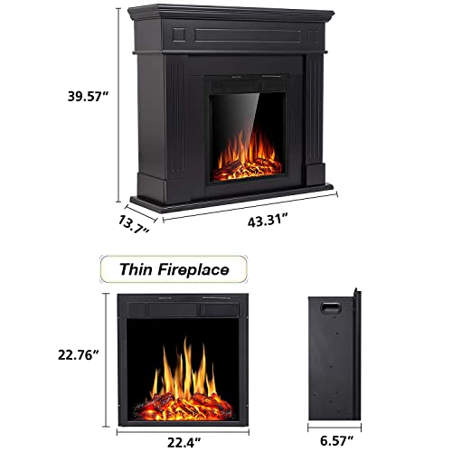 Electric Fireplace With Mantel Black Electric Fireplace Heater 1500W Electric Fireplace Freestanding With Remote Control Fireplace Mantel Wooden Surround Firebox Adjustable Led Flame #TOP4