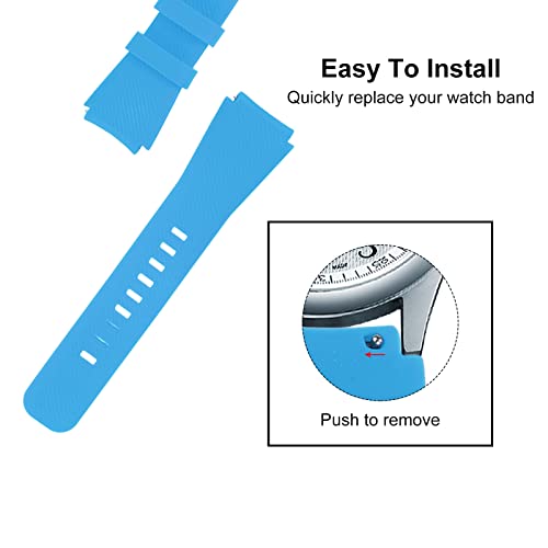Uxcell Rubber Watch Band 22Mm Width, Unique Design Replacement Silicone Watch Strap For Gear S2 S3 S4 And Gt/Smart Watch, Sky Blue #TOP3