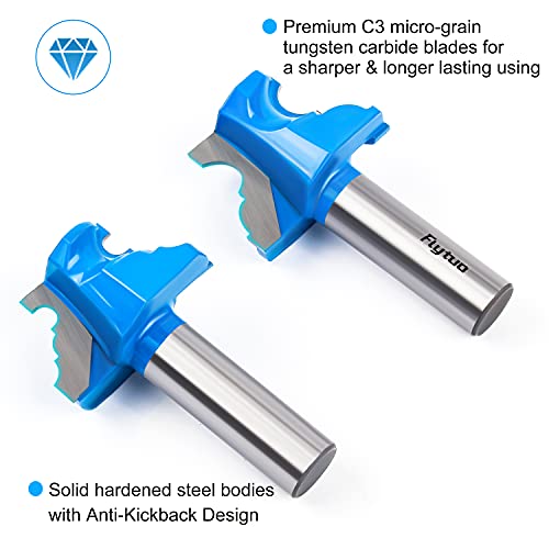Image of 2PCS Bullnose Router Bits Set 1 /2 Shank, Architectural Molding Router Bit Set, Corner Rounding Edge-Forming Roundover Beading Router Bits for Woodworking Milling Tools