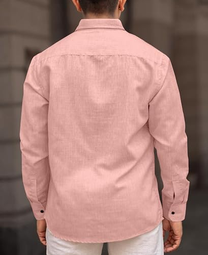 Image of Men's Solid Linen Blend Cotton Shirt | Full Sleeve Plain Shirt for Men | Regular Fit Casual & Formal Wear