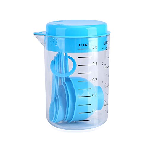 PLUS PO Verre Doseur Cuisine Mesureur Cuisine Tasses à mesurer et Cruches Alimentaire Tasses À Mesurer Tasse De Mesure Ensemble Blue Cover
