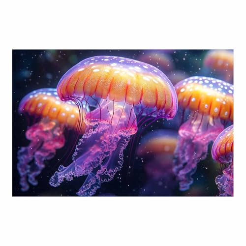 Toile meduses multicolores decoration murale tendance pour un salon moderne