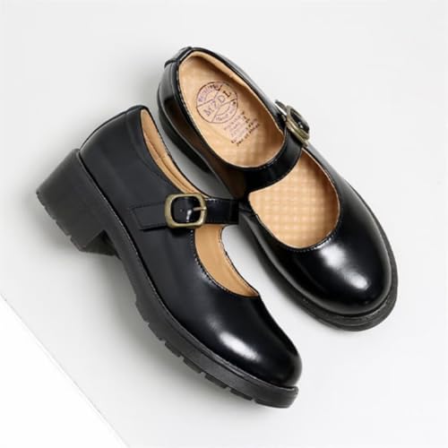 Women Vintage Buckle Leather Mary Janes Shoes4