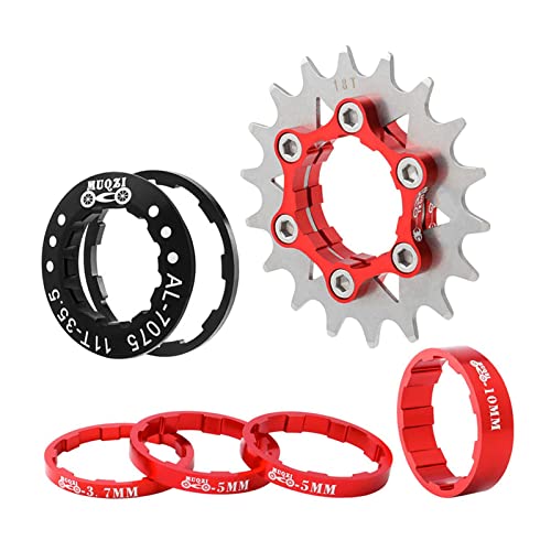 TISHITA Cassette Único Bicicleta Sprocket Piñón Engranaje Componente Refit de Aluminio Aleación Ligero para Conversión Multiusos Adecuado para Ciclistas de Mo, Rojo
