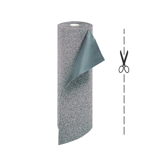 OLIVO.shop | GARDEN Gris clair, Paillasson sur mesure en coco synthétique à boucle vinylique caoutchouc effet melange intérieur extérieur (150 x 100 cm)