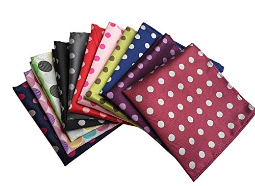 MENDENG Mens 11 Pack Assorted Cotton Polka Dots Pocket Square Handkerchief Hanky