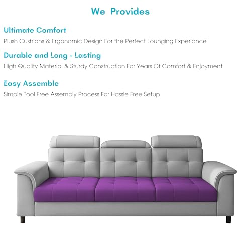 Image of Casaliving Ella 3 Seater Sofa Set for Living Room (Purple Grey Colour Fabric) Premium Fabric Sofa