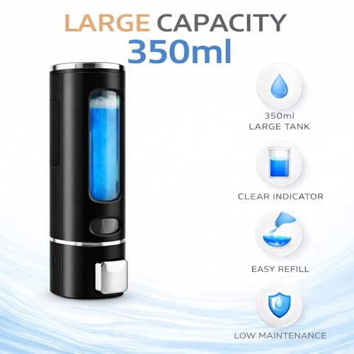 Image of ABS Liquid Soap Dispenser Wall Mounted for Bathroom & Wash Basin | Handwash Bottle Holder, Shampoo & Sanitizer Dispenser for Kitchen, Toilet & Shower Use (Black)