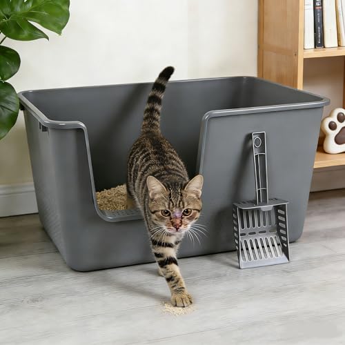 Set de 4 areneros abiertos grandes para gatos con pala miniatura 5